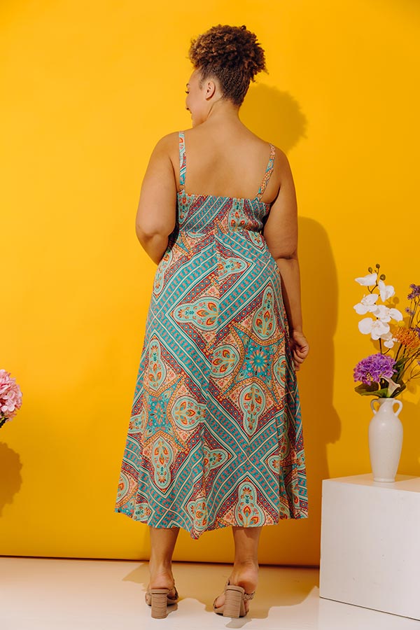 Boho Chic Floral Maxi Dress Curves 1XL / turquoise