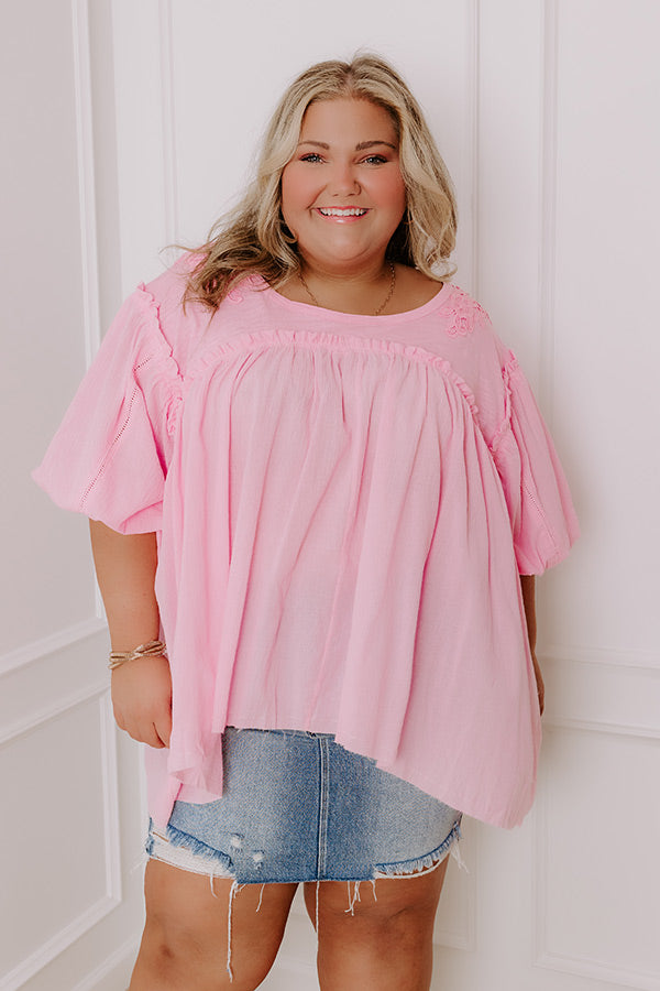 Serenity Song Babydoll Top In Pink Curves