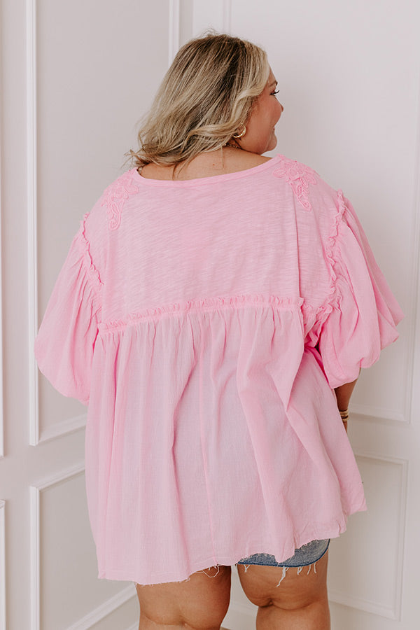 Serenity Song Babydoll Top In Pink Curves