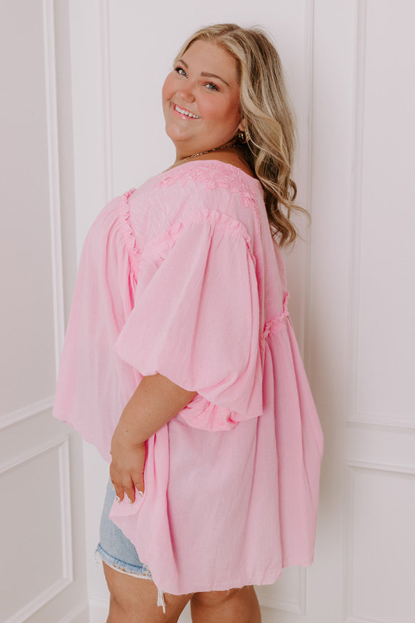 Serenity Song Babydoll Top In Pink Curves