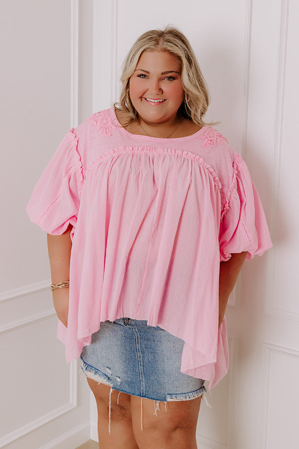 Serenity Song Babydoll Top In Pink Curves