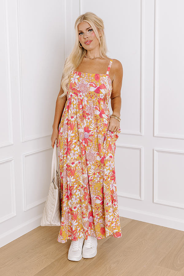 Tranquil Time Floral Midi in Golden Honey Curves