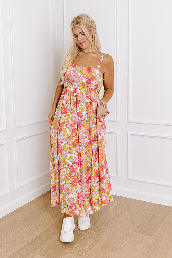 Tranquil Time Floral Midi in Golden Honey Curves