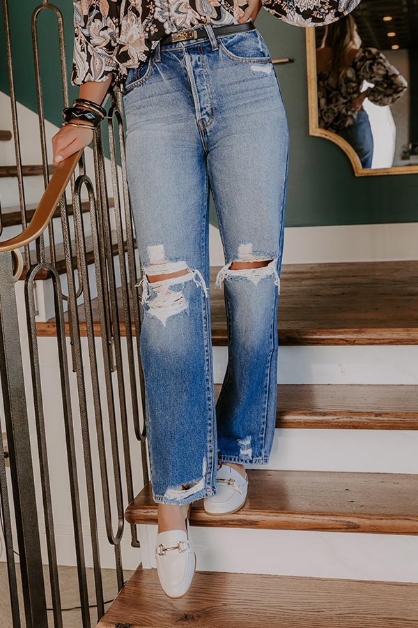 The Casey High Waist Distressed Straight Jean Image - 2