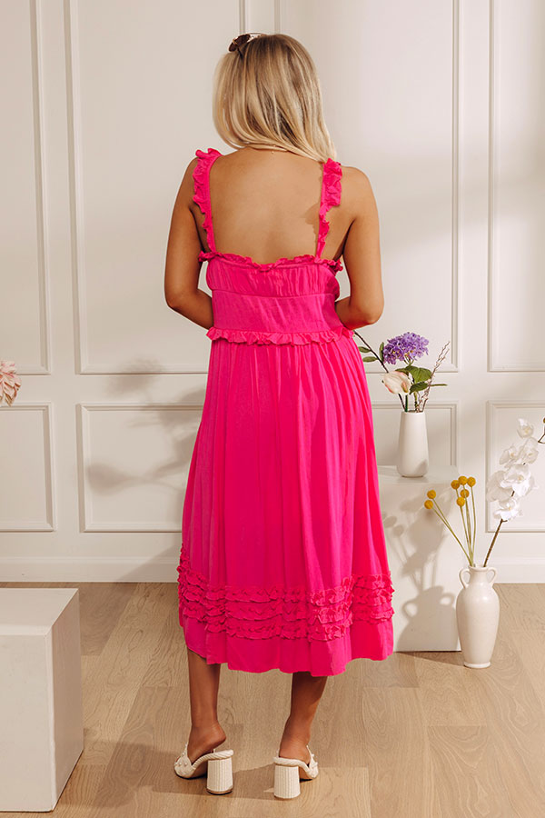 Bayside Bliss Ruffle Midi in Hot Pink M / hot-pink