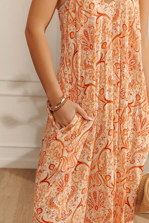 Sandy Shore Paisley Maxi Dress In Orange Image - 2
