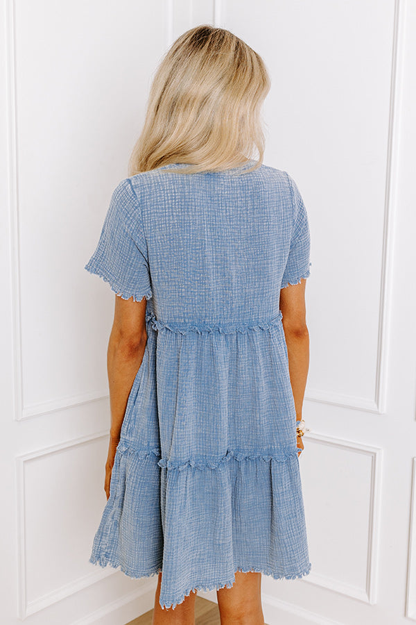 Summer Mimosa Babydoll Dress in Airy Blue