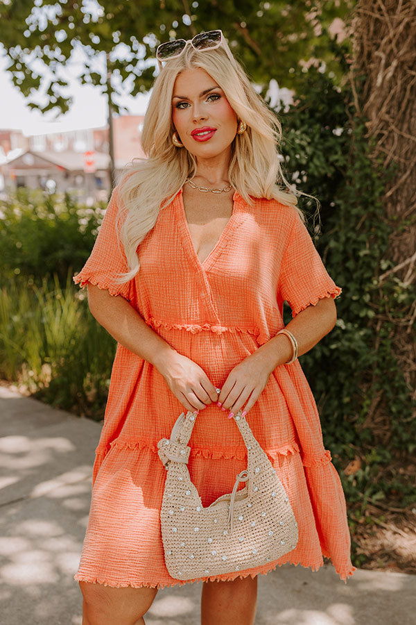 Summer Mimosa Babydoll Dress in Tangerine Curves