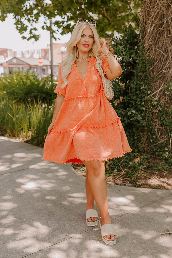 Summer Mimosa Babydoll Dress in Tangerine Curves Summer Mimosa Babydoll Dress in Tangerine Curves