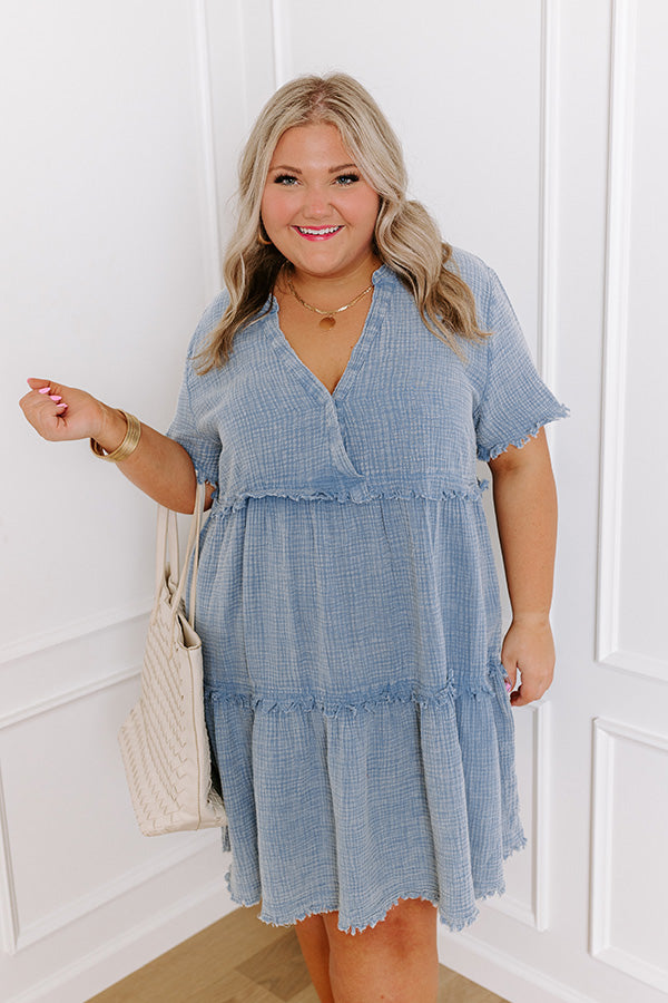 Summer Mimosa Babydoll Dress in Airy Blue Curves