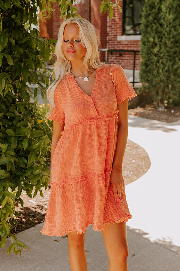 Summer Mimosa Babydoll Dress in Tangerine L / Tangerine