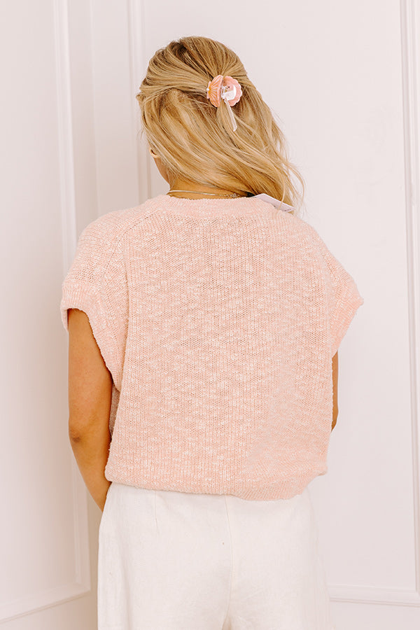 Trip To Barcelona Knit Top in Light Peach   