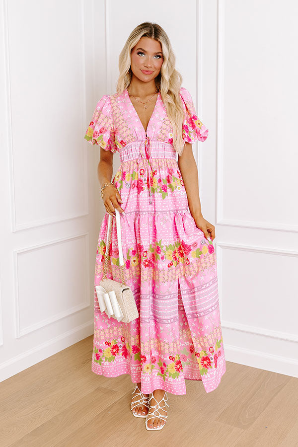 St. Tropez Stroll Floral Midi in Pink