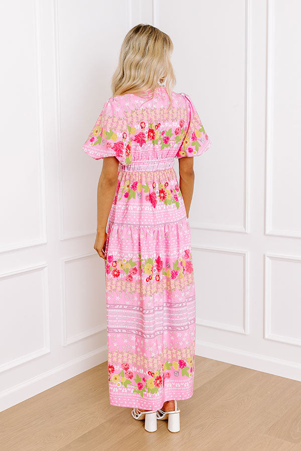 St. Tropez Stroll Floral Midi in Pink