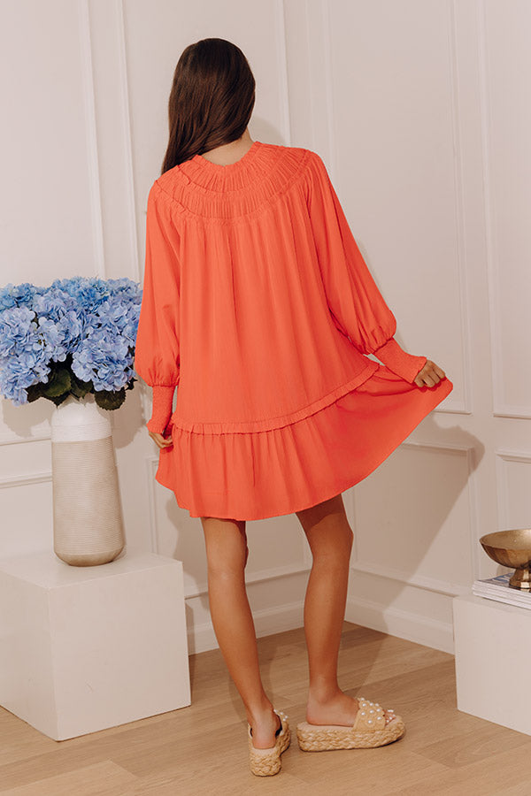 Brunch On The Coast Shift Dress in Coral Image - 4