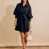 Mykonos Stroll Button Down Mini Dress in Black Image - 1