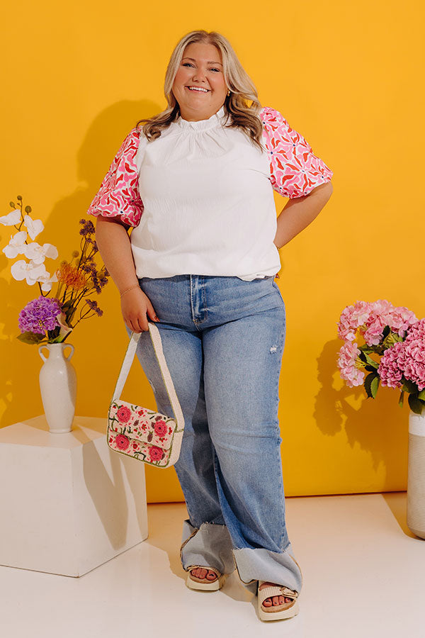 Mediterranean Cruise Embroidered Shift Top in White Image - 5