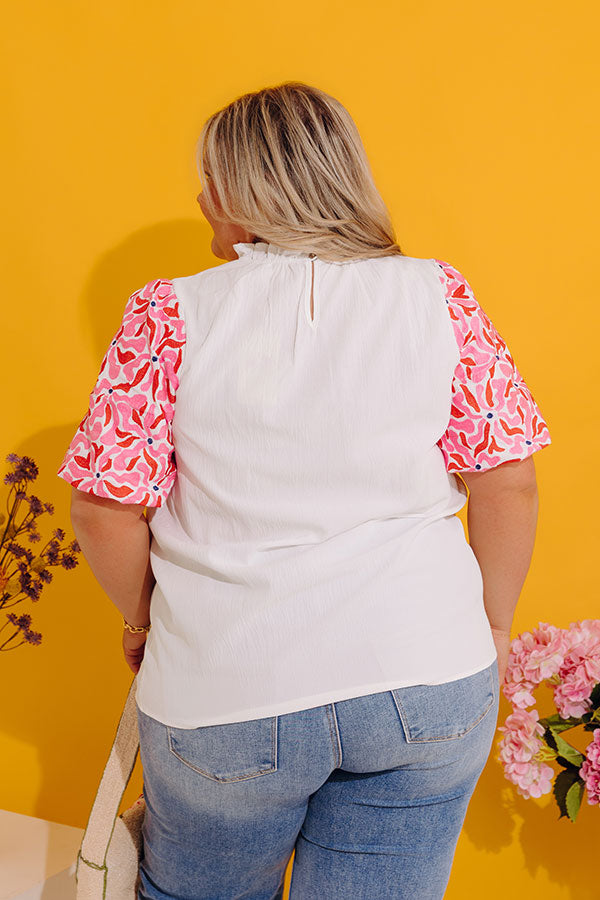 Mediterranean Cruise Embroidered Shift Top in White Image - 4