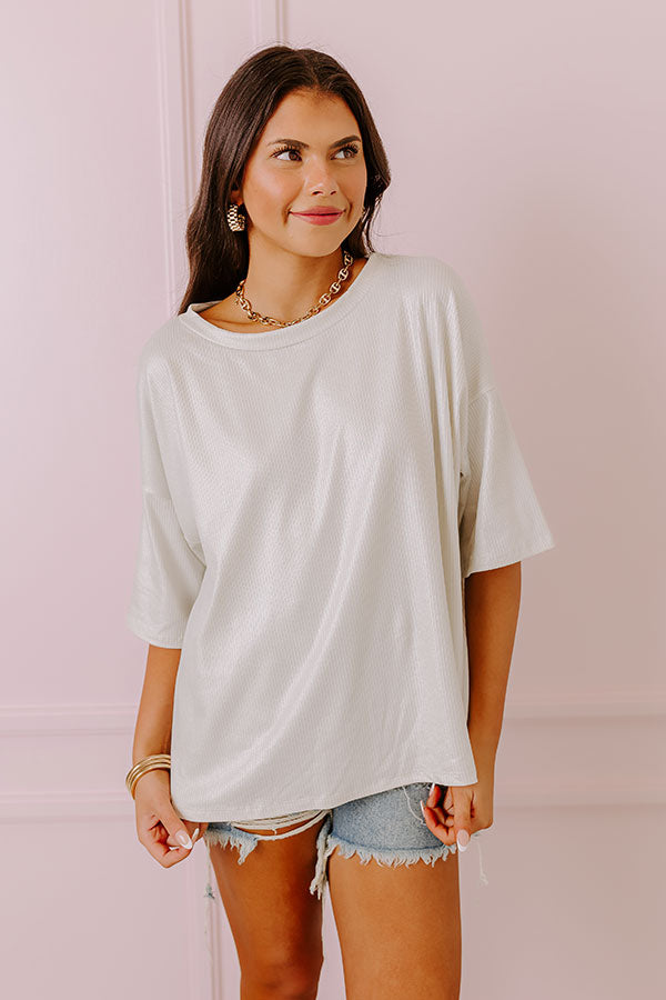 Subtle Shimmer Shift Top in Light Stone