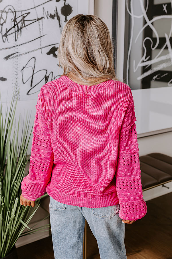 Cityscape Charm Knit Sweater Top in Hot Pink