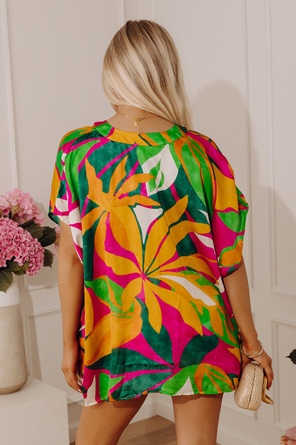 Tropic Time Satin Shift Top Image - 3
