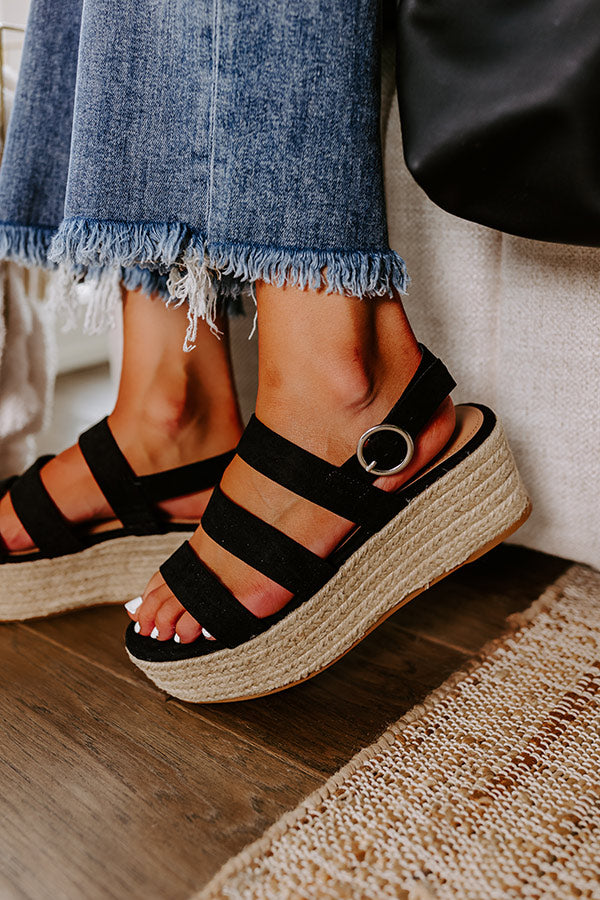 The Serena Faux Suede Espadrille in Black Image - 3