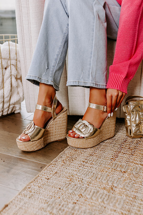 The Flora Metallic Wedge in Gold Image - 2