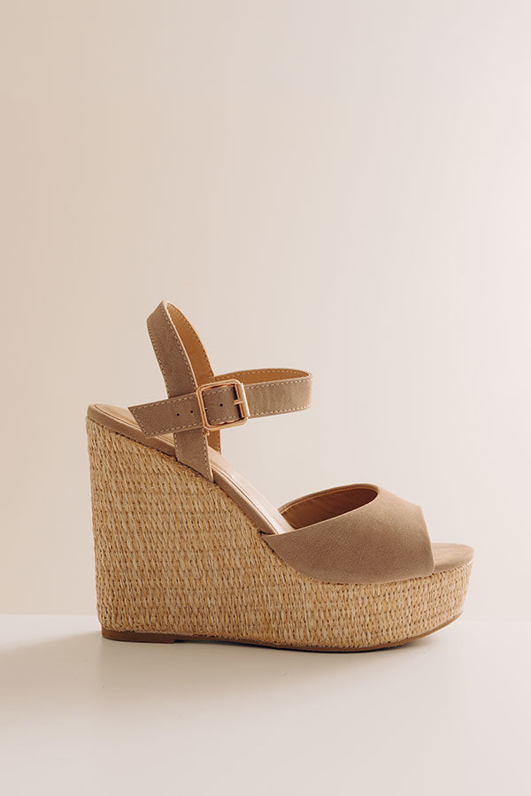 The Cailyn Faux Nubuck Wedge in Warm Taupe Image - 2
