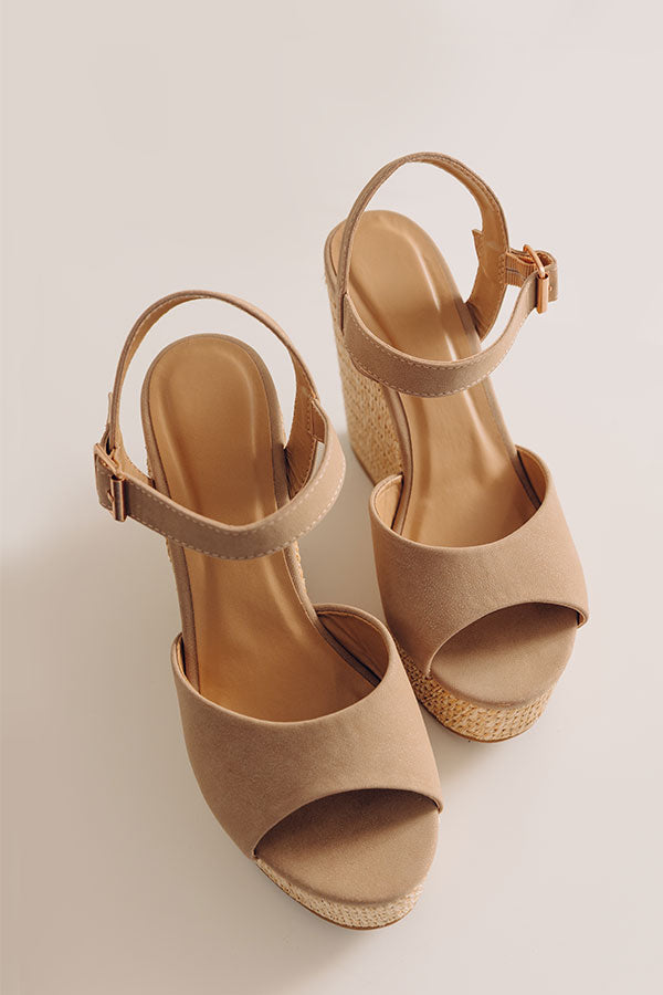 The Cailyn Faux Nubuck Wedge in Warm Taupe Image - 3