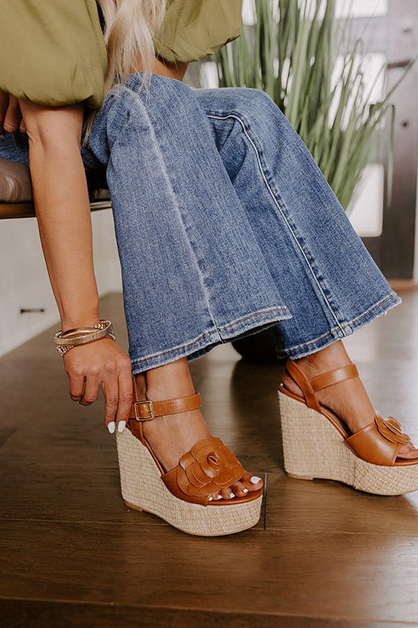 The Flora Faux Leather Wedge in Brown Image - 2
