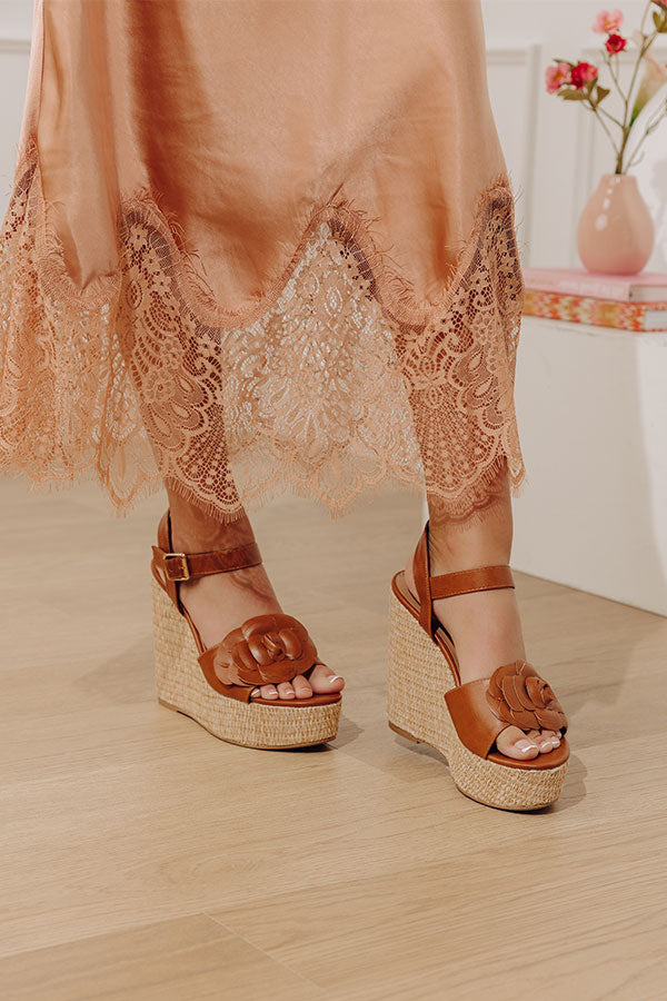 The Flora Faux Leather Wedge in Brown