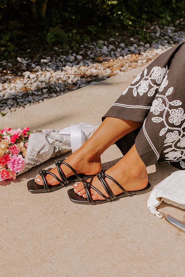 The Willa Faux Leather Sandal in Black