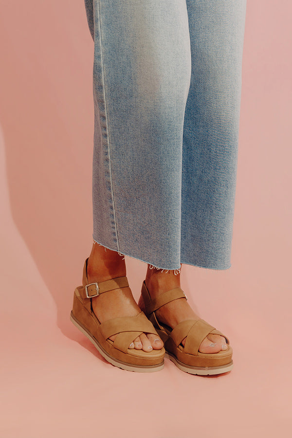 The Madison Faux Nubuck Wedge in Tan Image - 1