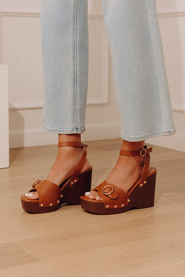 The Trisha Faux Leather Wedge in Brown