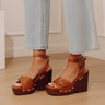 The Trisha Faux Leather Wedge in Brown Image - 1