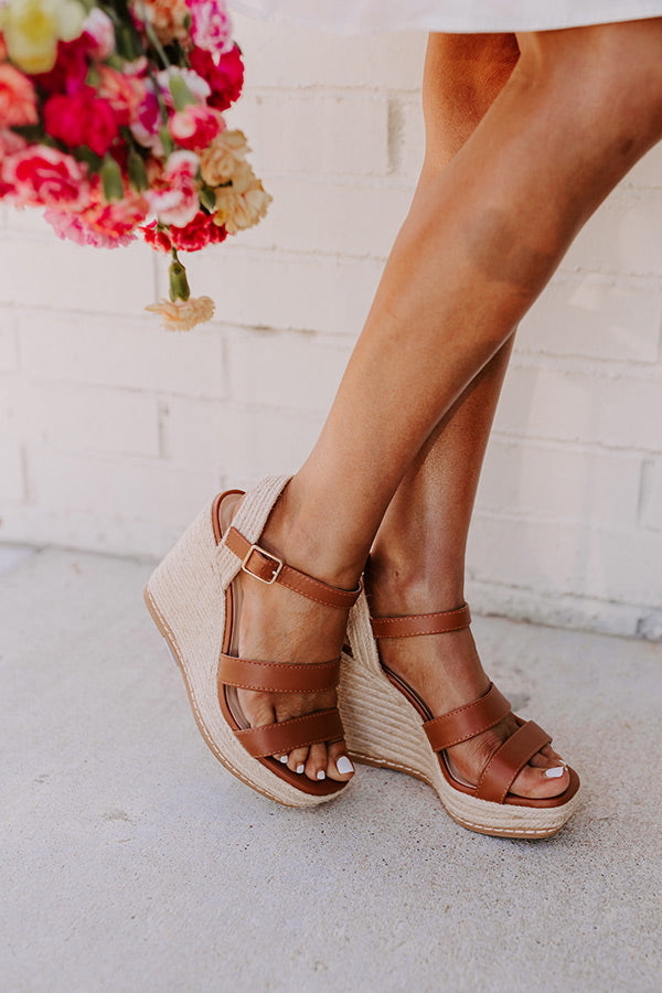 The Alana Faux Leather Wedge in Brown