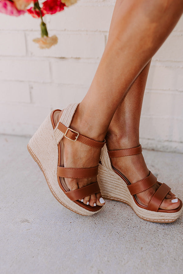 The Alana Faux Leather Wedge in Brown