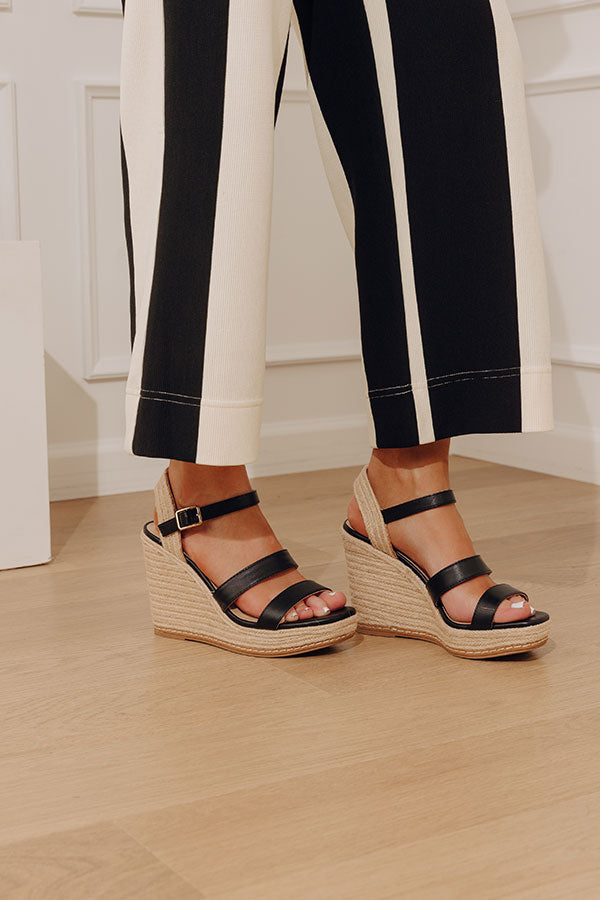 The Alana Faux Leather Wedge in Black Image - 1