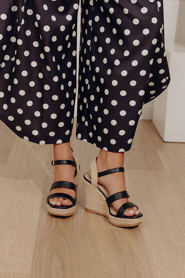 The Alana Faux Leather Wedge in Black