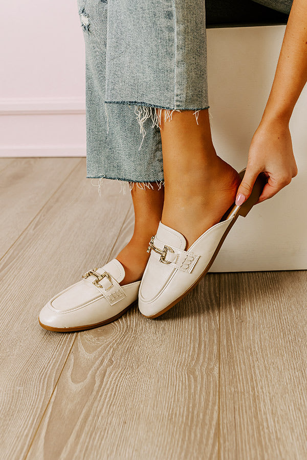 The Bridget Faux Leather Mule Loafer In Light Stone