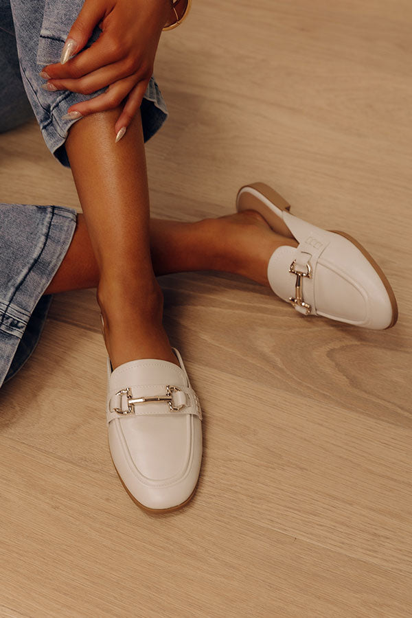 The Bridget Faux Leather Mule Loafer In Light Stone