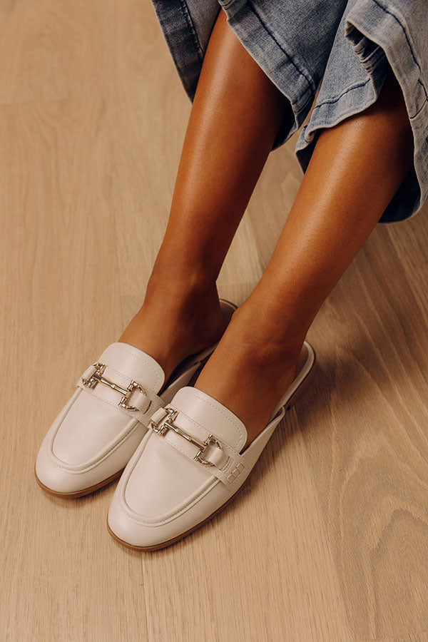 The Bridget Faux Leather Mule Loafer In Light Stone Image - 2
