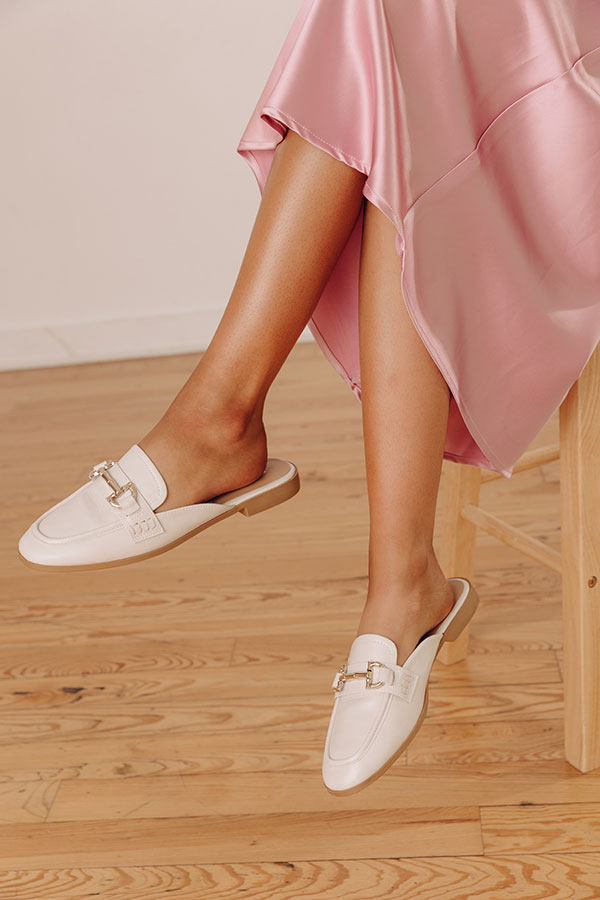 The Bridget Faux Leather Mule Loafer In Light Stone