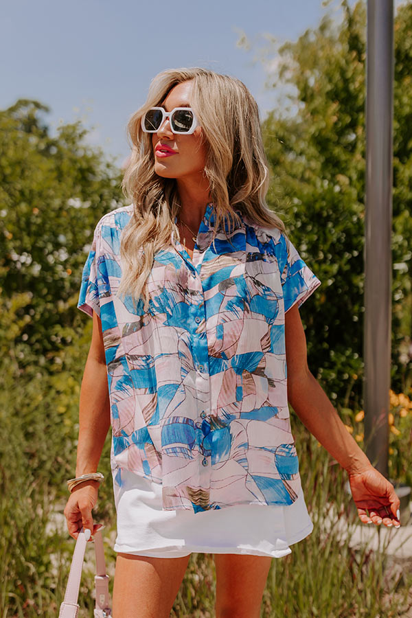 Retreat Yourself Button Up in Ocean Blue