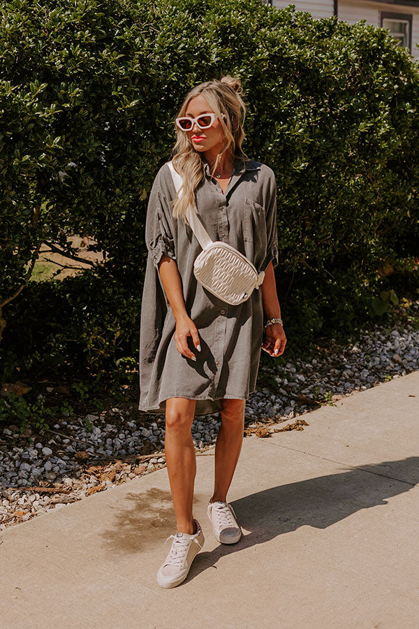 Call Me Cutie Chambray Tunic Dress in Vintage Black