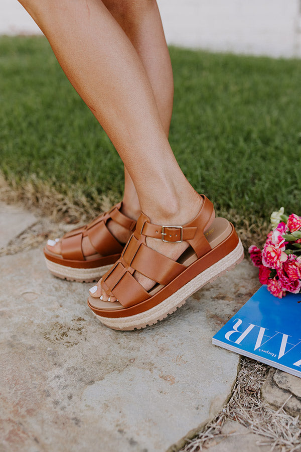 The Frankie Faux Leather Espadrille in Brown