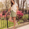 The Mariah Linen-Blend Shorts in Sage Image - 1