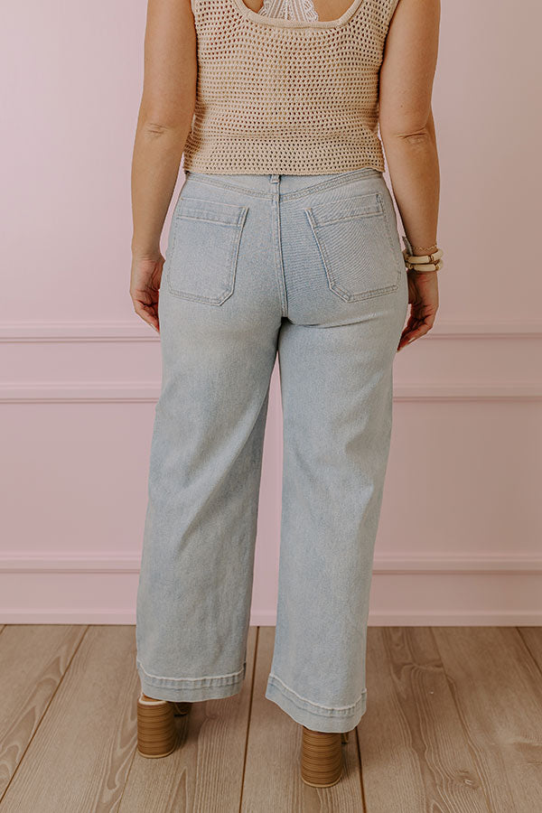 Just USA Donna High Waist Cargo Pants In Light Wash