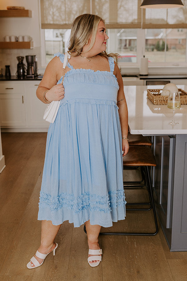 Bayside Bliss Ruffle Midi in Sky Blue Curves