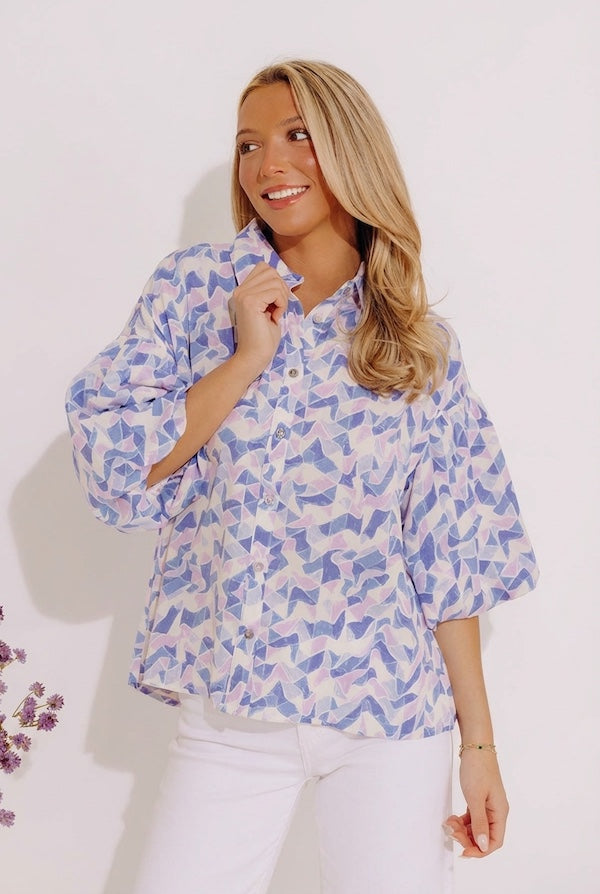 Mystic Waterfalls Shift Top In Periwinkle Image - 1